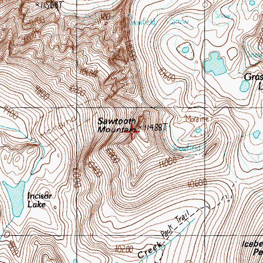 Topographic Map of Sawtooth Mountain, MT