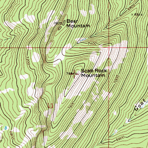 Topographic Map of Scab Rock Mountain, MT