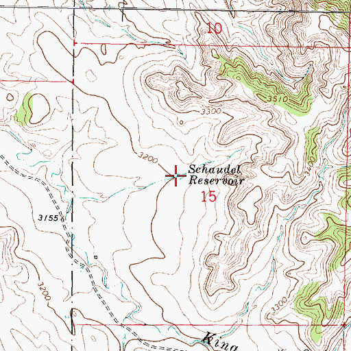 Topographic Map of Schaudel Reservoir, MT