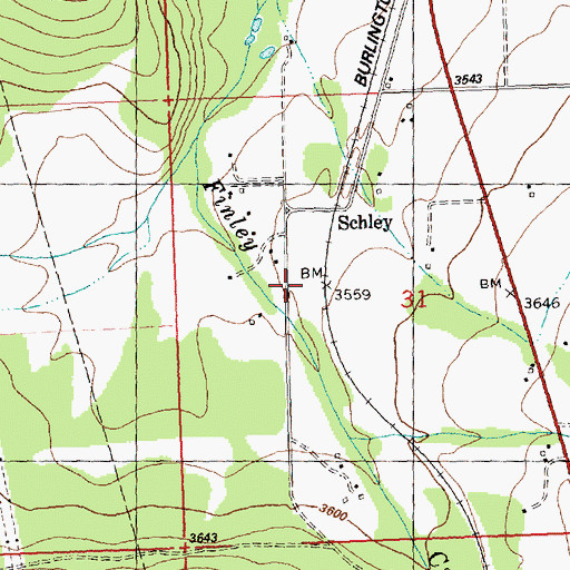 Topographic Map of Schley, MT
