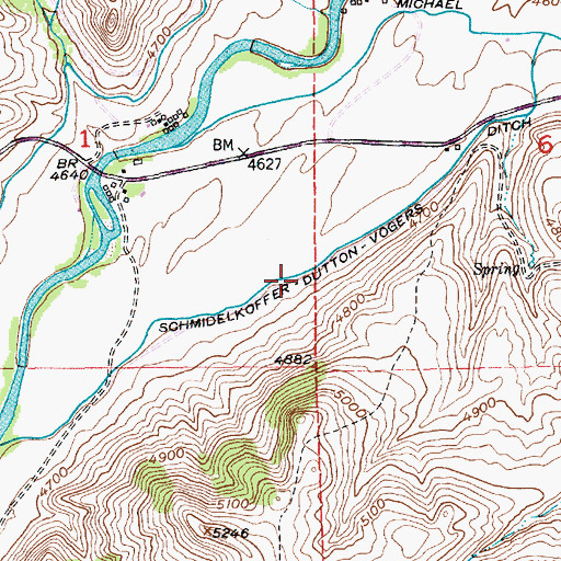 Topographic Map of Schmidelkoffer Dutton Vogers Ditch, MT