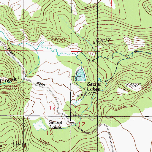 Topographic Map of Secret Lakes, MT
