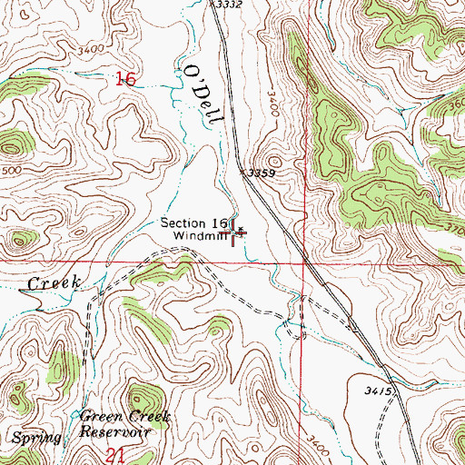 Topographic Map of Section Sixteen Windmill, MT