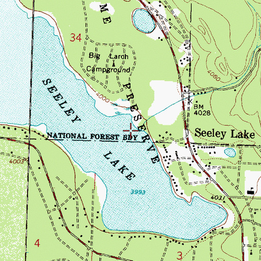 Topographic Map of Seeley Creek, MT
