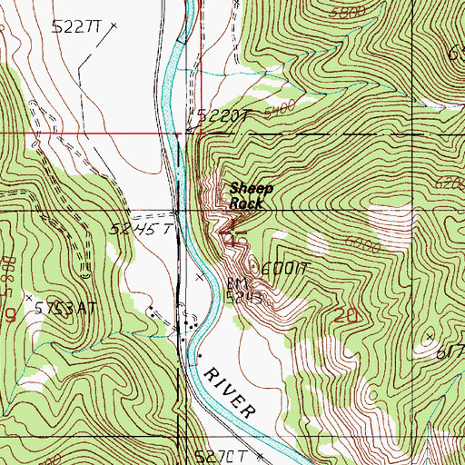 Topographic Map of Sheep Rock, MT