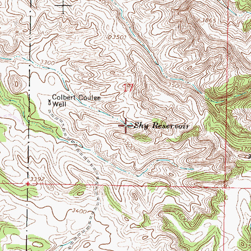 Topographic Map of Shy Reservoir, MT