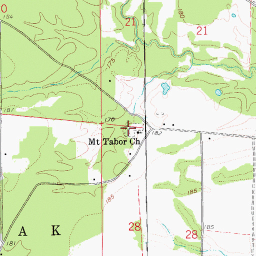 Topographic Map of Mount Tabor Cemetery, AR