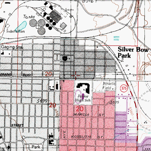 Topographic Map of Silver Bow Park, MT