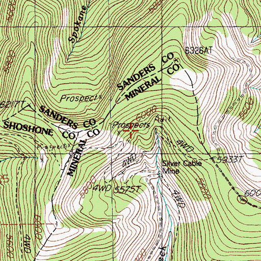 Topographic Map of Silver Cable Mine, MT
