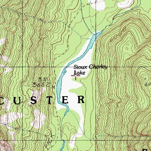 Topographic Map of Sioux Charley Lake, MT