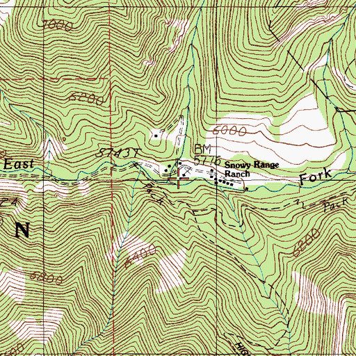 Topographic Map of Snowy Range Ranch, MT