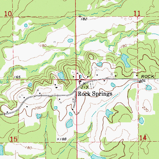 Topographic Map of Rock Springs United Methodist Church, AR