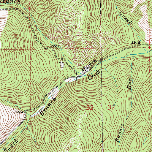 Topographic Map of South Branch Marten Creek, MT