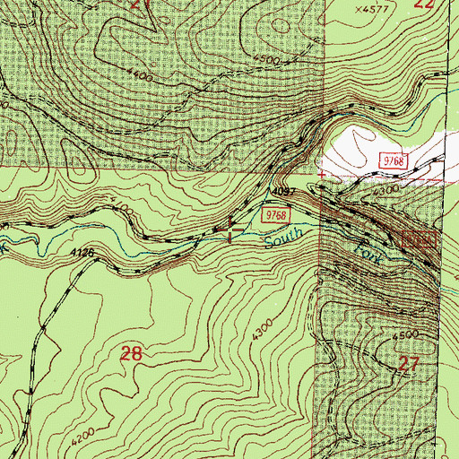 Topographic Map of South Fork Barber Creek, MT