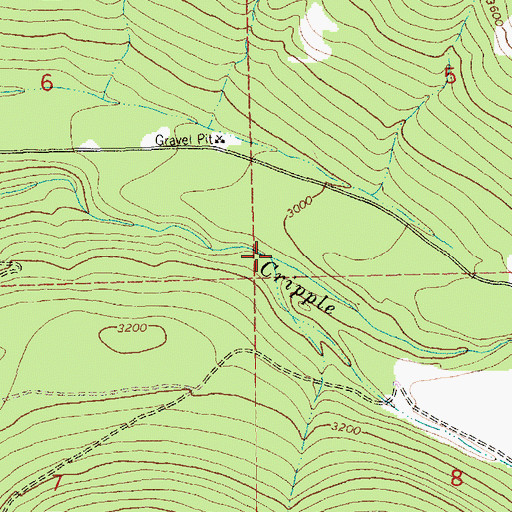 Topographic Map of South Fork Cripple Horse Creek, MT