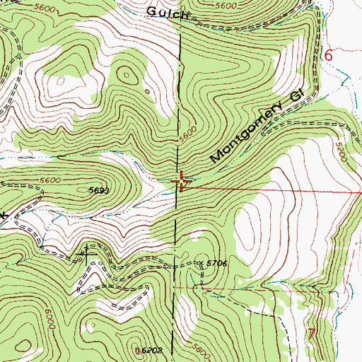Topographic Map of South Fork Montgomery Gulch, MT