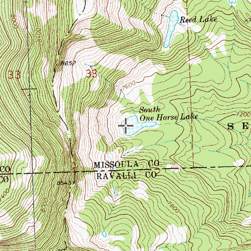 Topographic Map of South One Horse Lake, MT