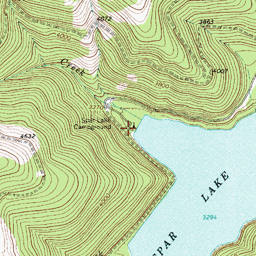 Topographic Map of Spar Lake Campground, MT