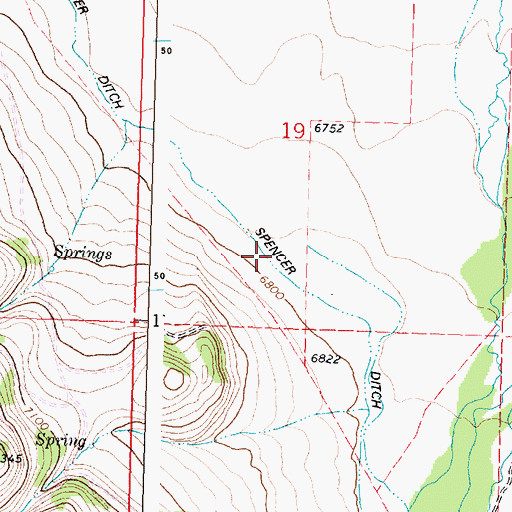 Topographic Map of Spencer Ditch, MT