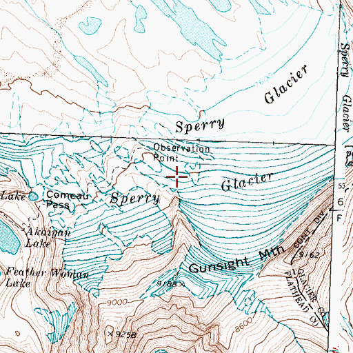 Topographic Map of Sperry Glacier, MT