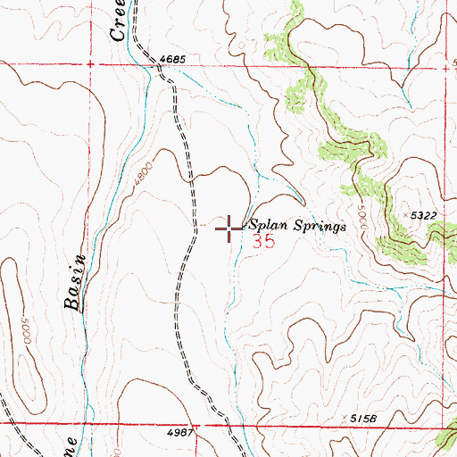 Topographic Map of Splan Springs, MT