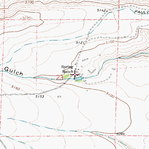 Topographic Map of Spring Ranch, MT