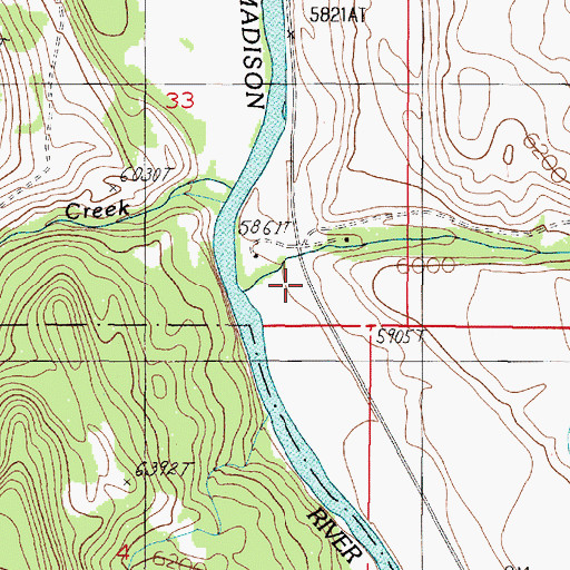 Topographic Map of Squaw Creek Ranch, MT