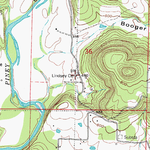 Topographic Map of Lindsey Cemetery, AR
