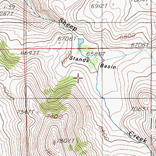 Topographic Map of Stands Basin, MT