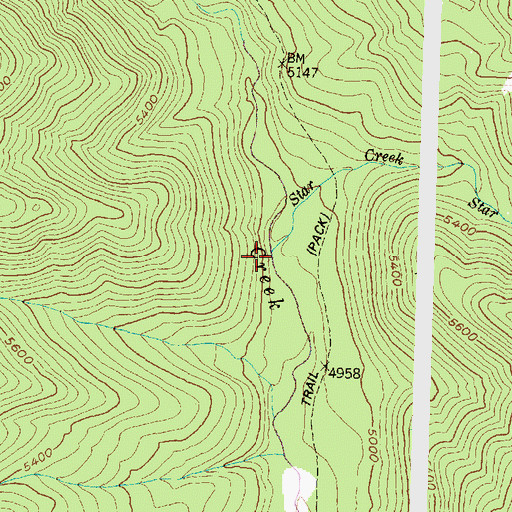 Topographic Map of Star Creek, MT