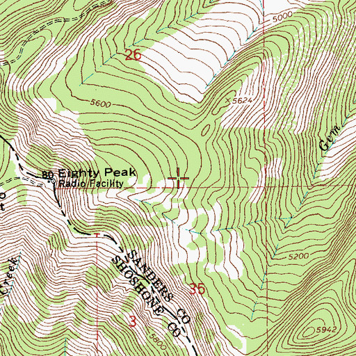 Topographic Map of State Line Trail, MT