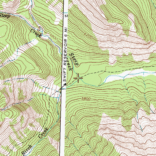 Topographic Map of Steep Creek, MT