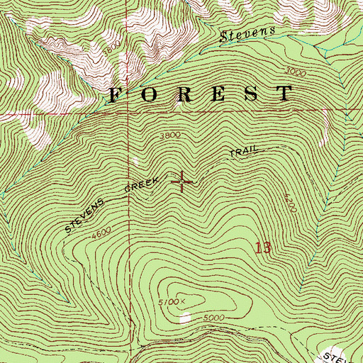 Topographic Map of Stevens Creek Trail, MT