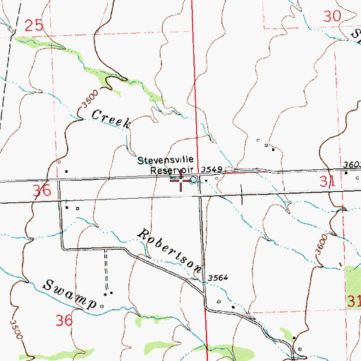 Topographic Map of Stevensville Reservoir, MT