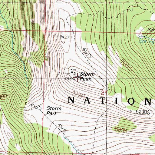 Topographic Map of Storm Peak, MT