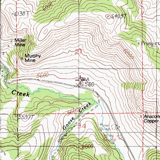 Topographic Map of Storrs Mine, MT