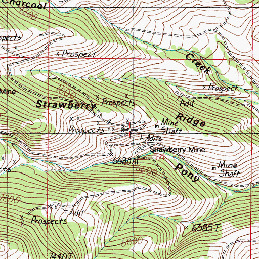 Topographic Map of Strawberry Mine, MT