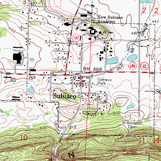 Topographic Map of Subiaco, AR