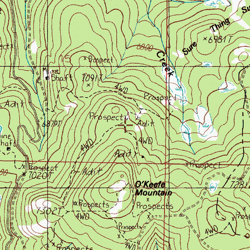 Topographic Map of Sure Thing Mine, MT