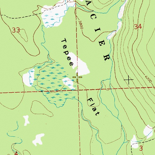 Topographic Map of Tepee Flat, MT