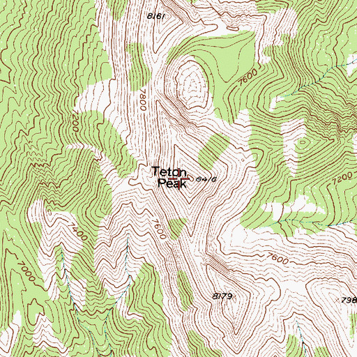 Topographic Map of Teton Peak, MT