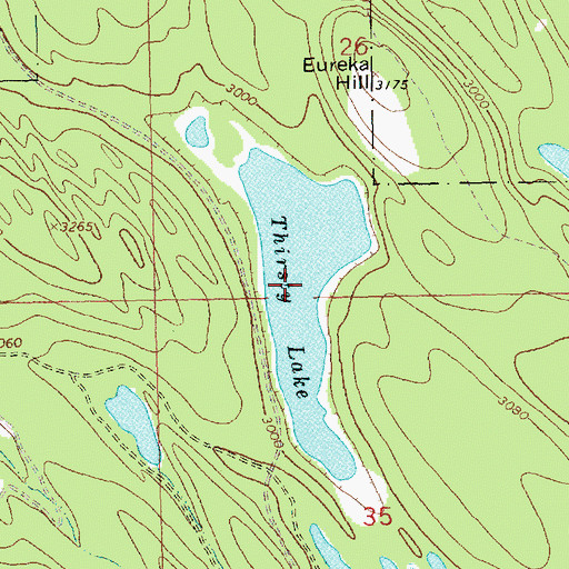 Topographic Map of Thirsty Lake, MT