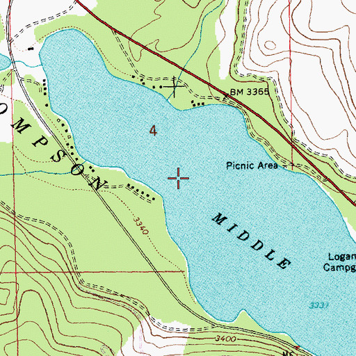 Topographic Map of Thompson Lakes, MT