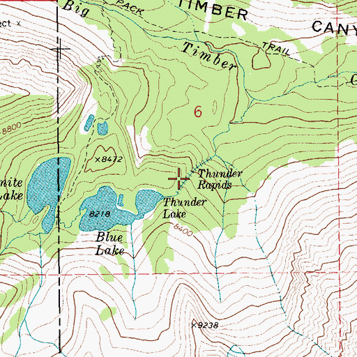 Topographic Map of Thunder Rapids, MT