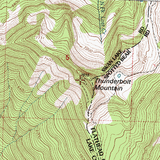 Topographic Map of Thunderbolt Mountain, MT