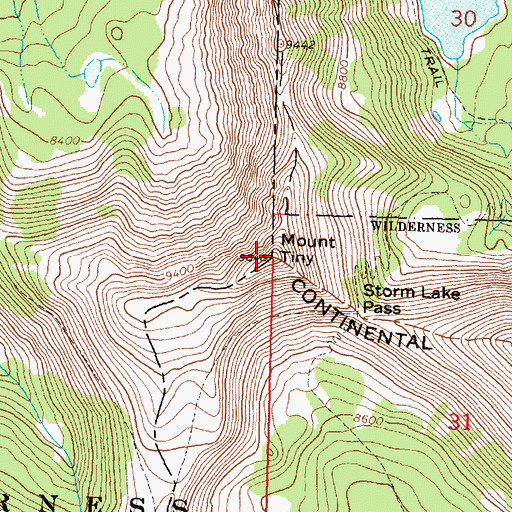 Topographic Map of Mount Tiny, MT