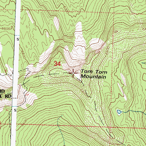 Topographic Map of Tom Tom Mountain, MT