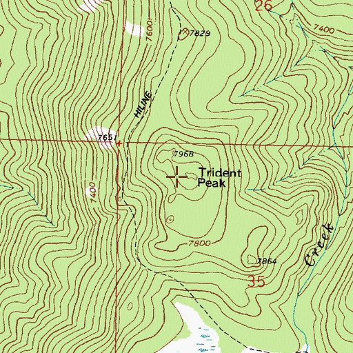 Topographic Map of Trident Peak, MT