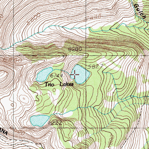 Topographic Map of Trio Lakes, MT