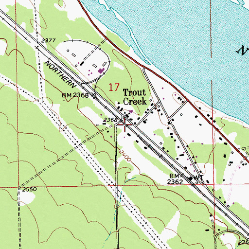 Topographic Map of Trout Creek, MT
